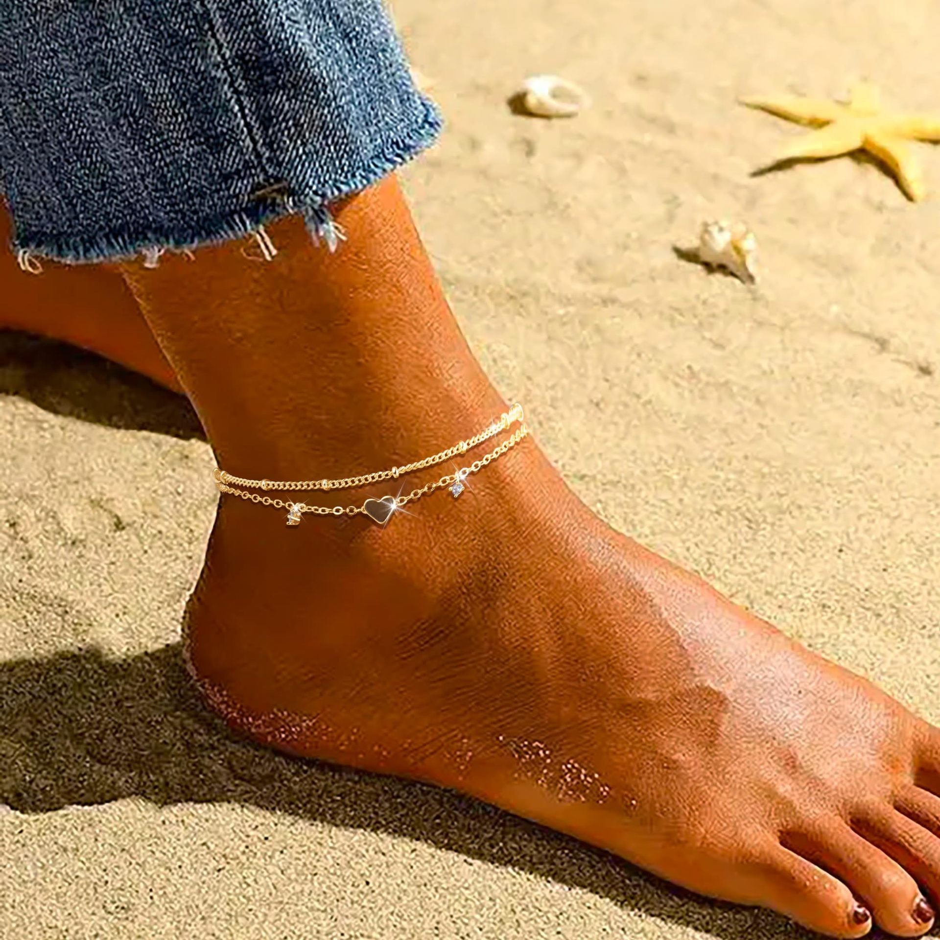 Heart-shaped Zircon Anklet