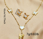 18K Gold Plated Stainless Steel Butterfly & Heart Jewelry Set