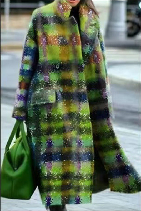 Printed Dragon And Phoenix Woolen Coat