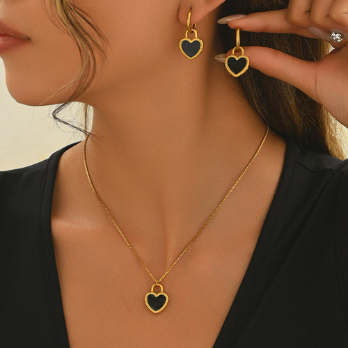 18K Gold Plated Stainless Steel Heart Mirror Jewelry Set