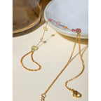 18K Gold Stainless Steel Color Broken Stone Chain Ring