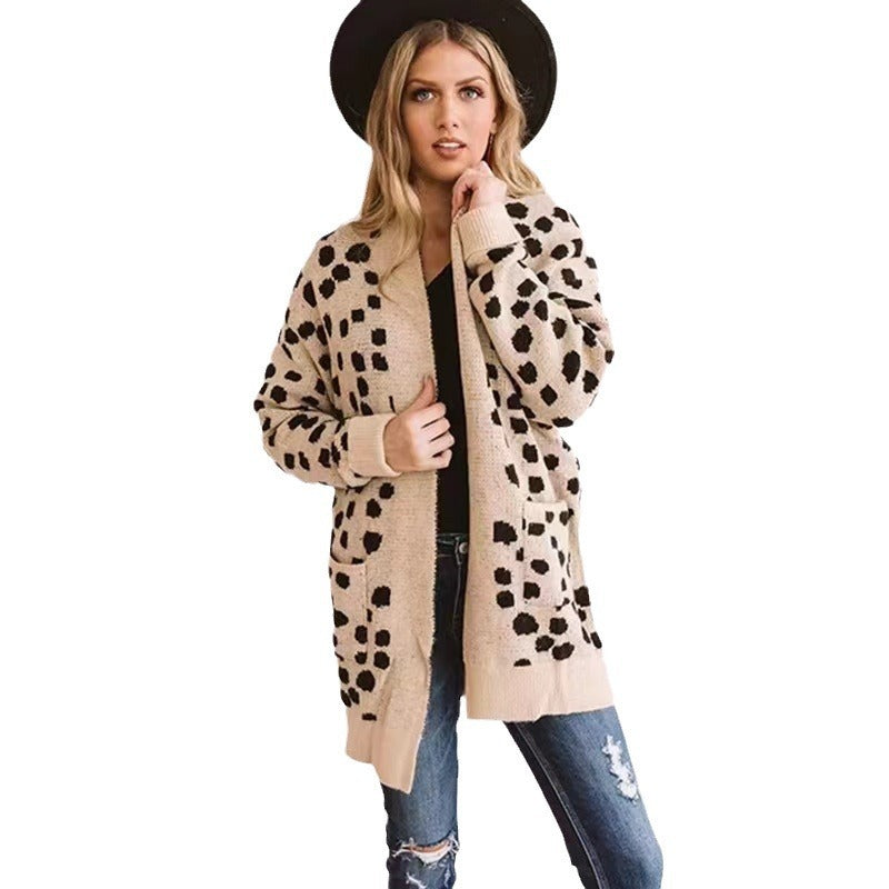 Leopard Dot Knitted Cardigan