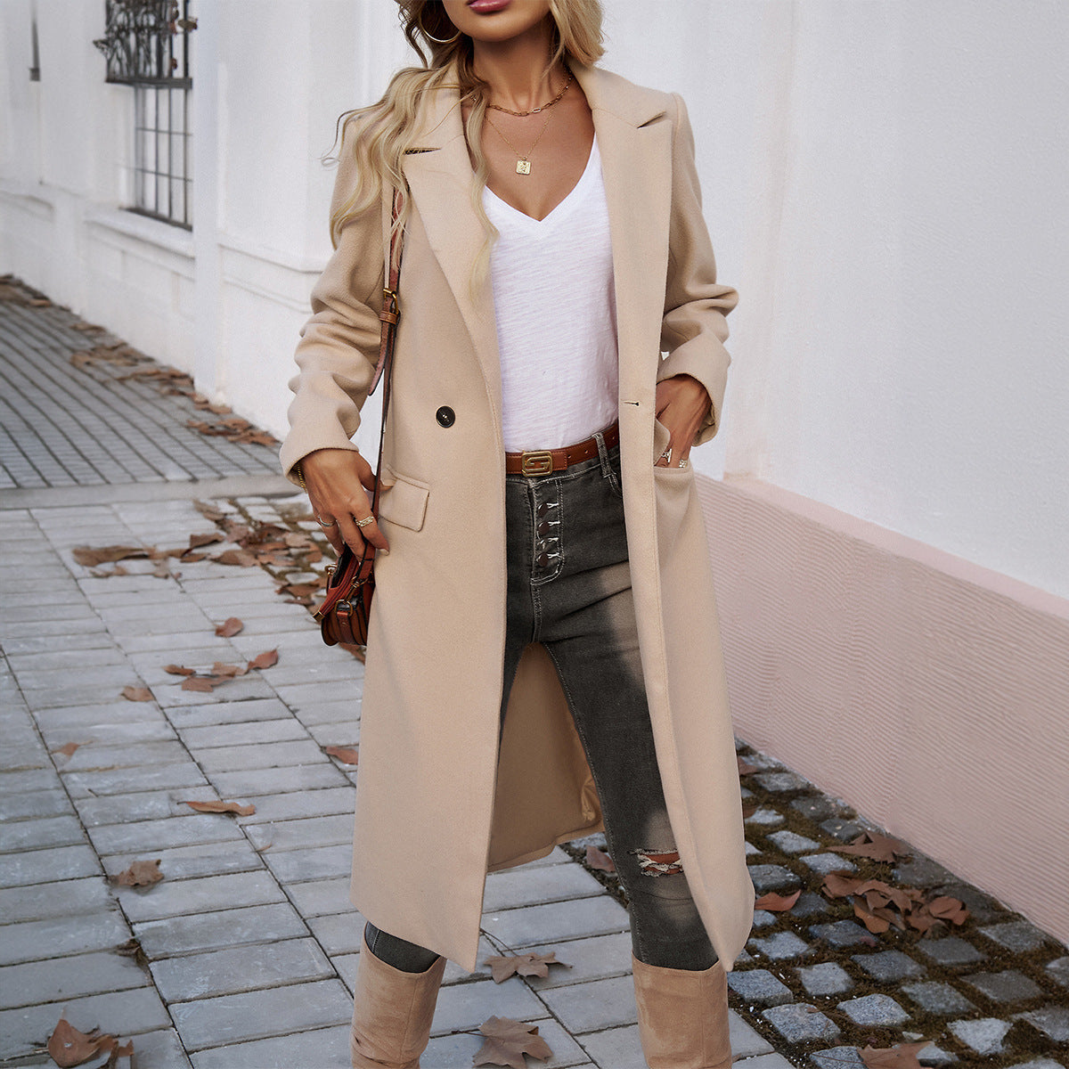Temperament Commuting Turn-down Collar Coat