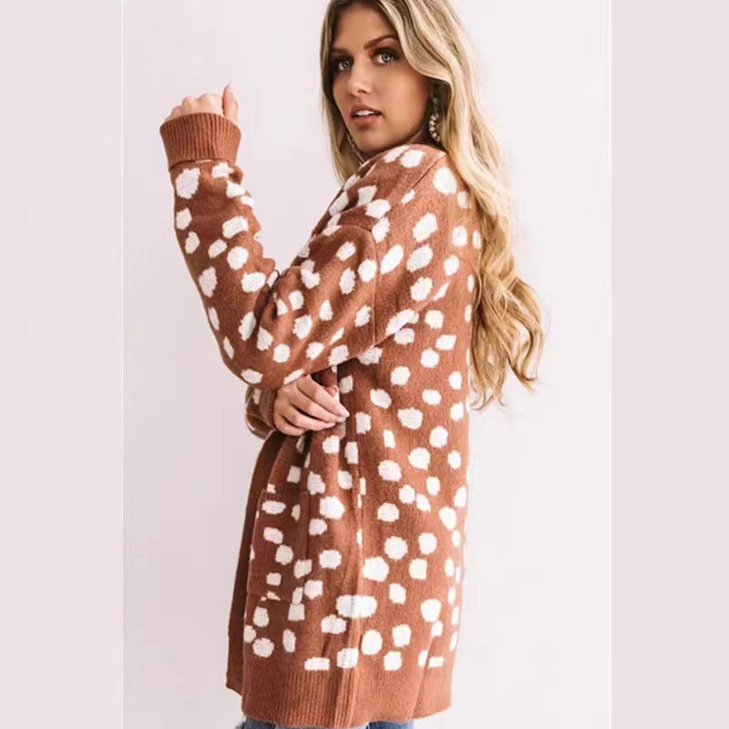 Leopard Dot Knitted Cardigan