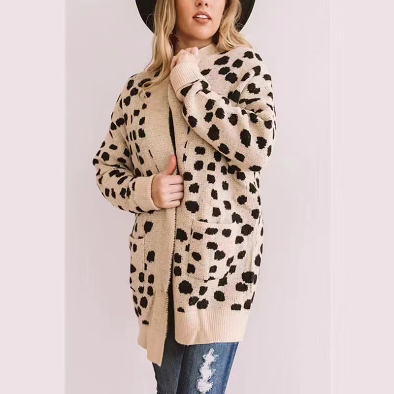 Leopard Dot Knitted Cardigan