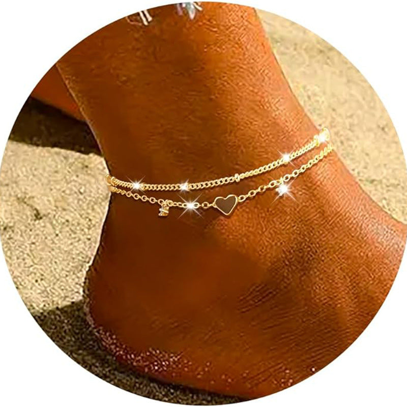 Heart-shaped Zircon Anklet
