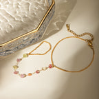 18K Gold Stainless Steel Color Broken Stone Chain Ring