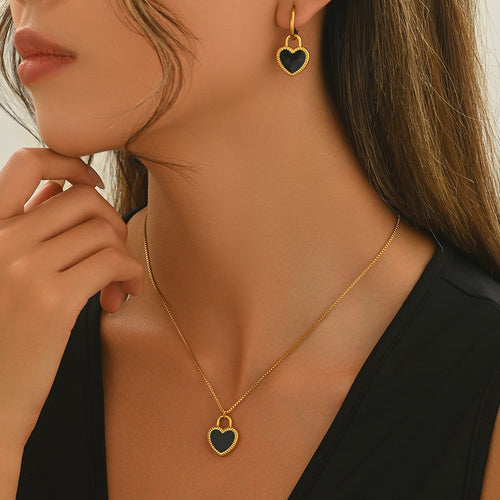 18K Gold Plated Stainless Steel Heart Mirror Jewelry Set