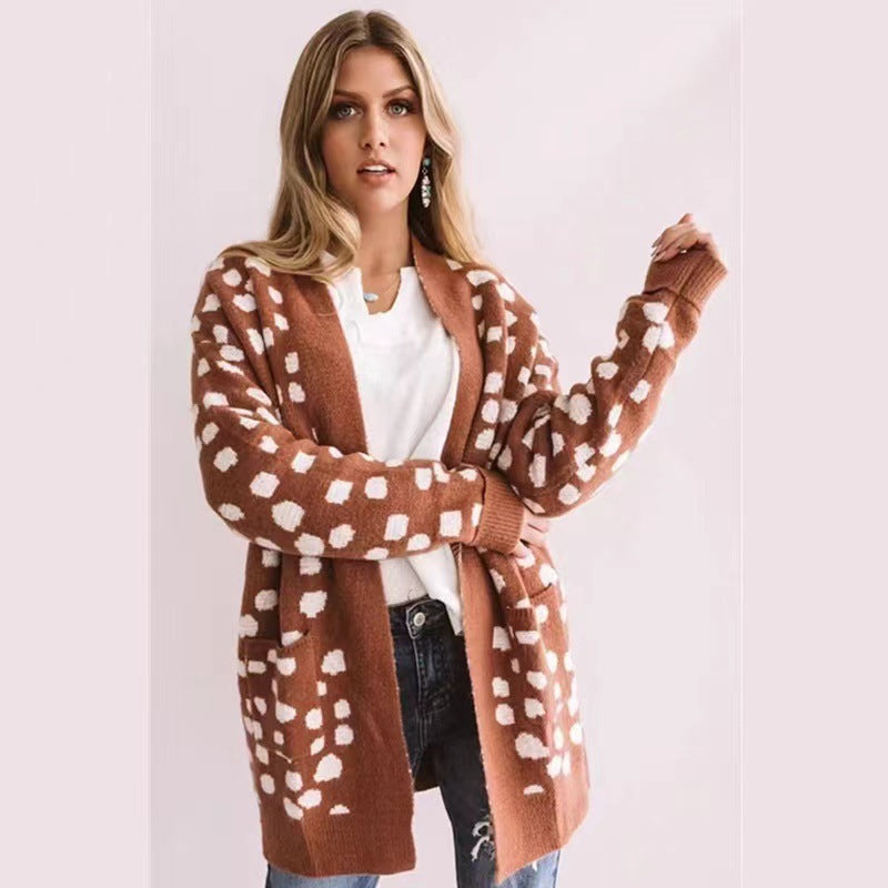 Leopard Dot Knitted Cardigan
