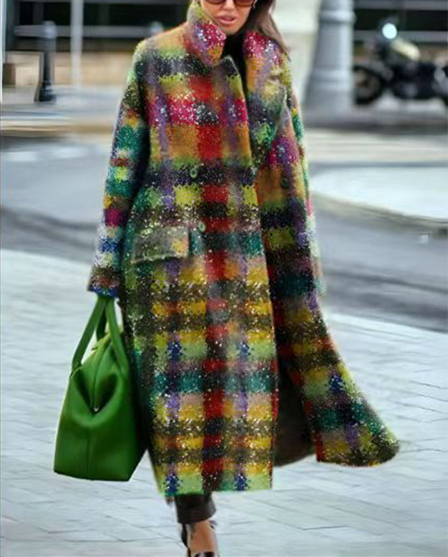 Printed Dragon And Phoenix Woolen Coat