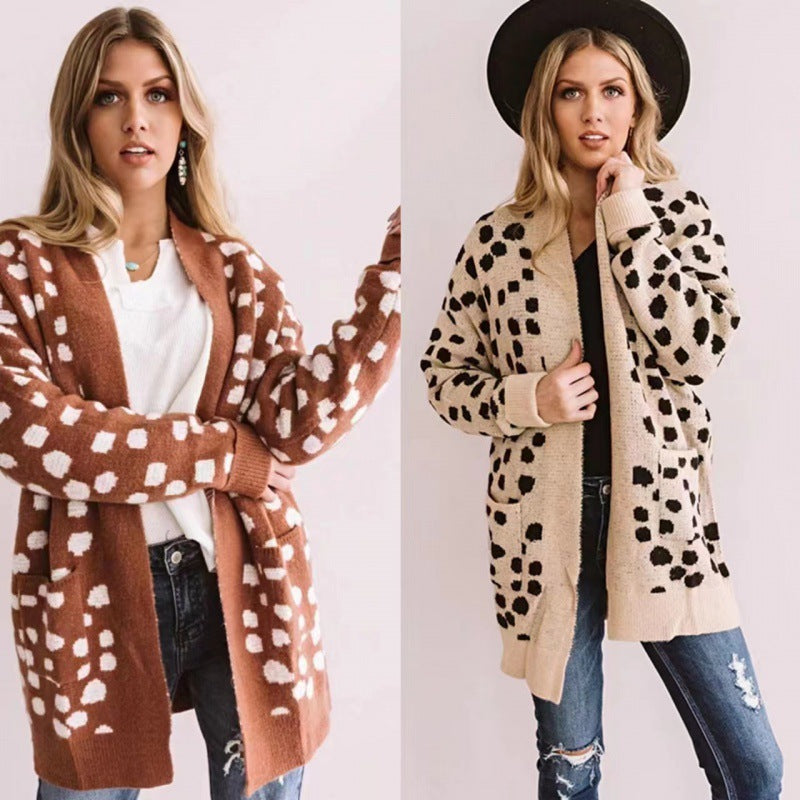 Leopard Dot Knitted Cardigan