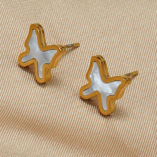 18K Gold Plated Stainless Steel Butterfly & Heart Jewelry Set