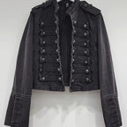 Classic Metal Rib Buckle Design Denim Top Skirt
